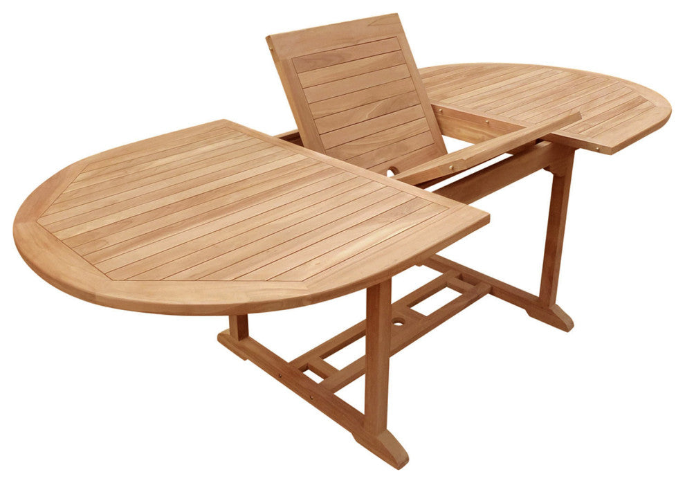 Teak Wood Orleans Oval Outdoor Patio Extension Dining Table
