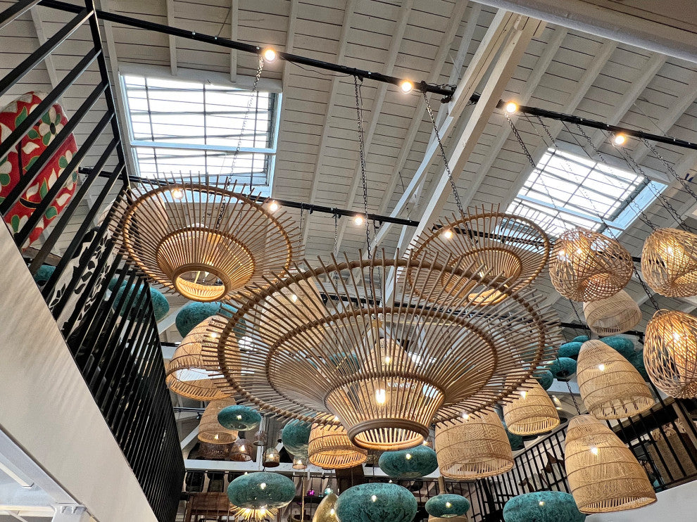Rattan Sun Ray Pendant Small