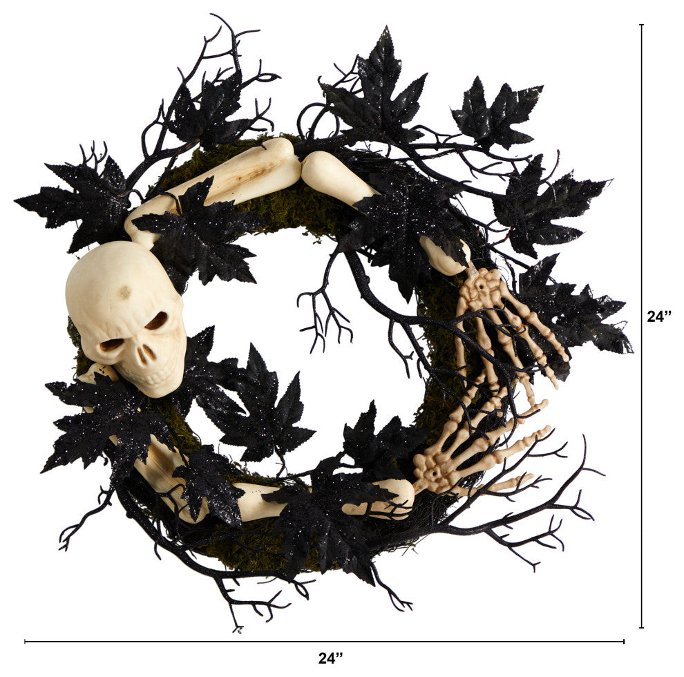 24" Halloween Skull and Bones Wreath