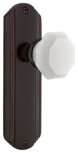 Deco Plate Privacy Waldorf White Milk Glass Knob, Timeless Bronze