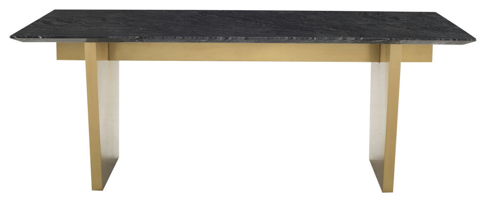 Aiden Black Wood Vein Stone Dining Table, HGNA567
