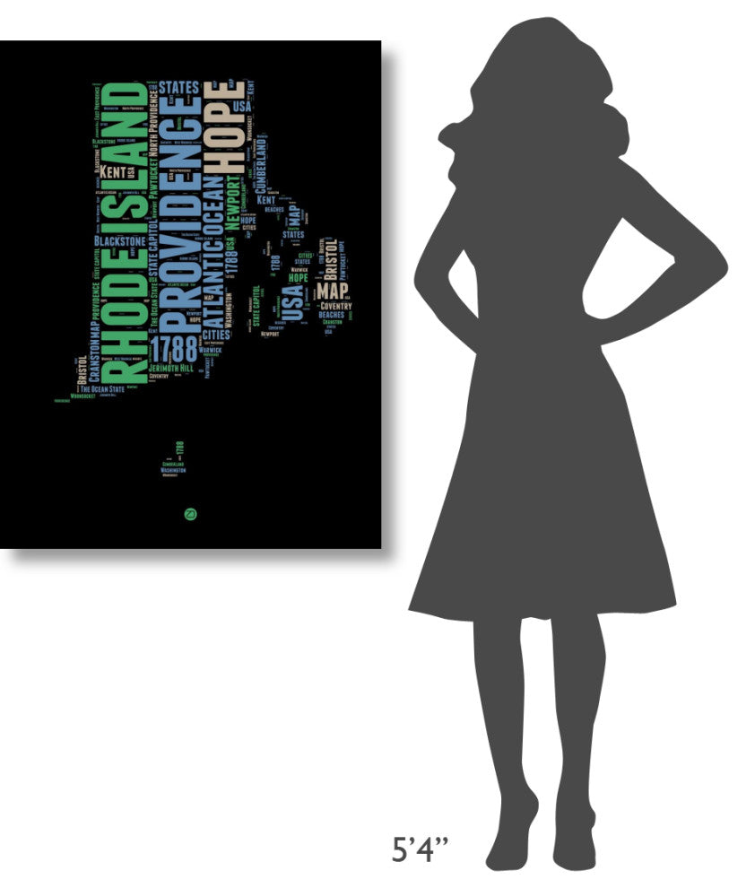 "Rhode Island Word Cloud 2" Fine Art Print
