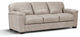 Benzara BM275694 91" Sofa, T Cushion Back, Beige Genuine Leather, Padded Arms