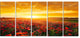 Poppy Field under Ablaze Sunset, Abstract Wall Art Canvas, 60"x28", 5 Panels