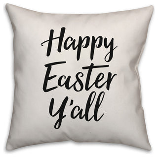 Black Script Happy Easter Y'all 18x18 Throw Pillow Cover