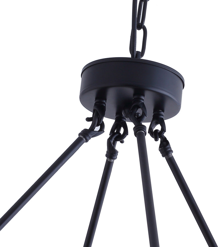 28-Light Wagon Wheel Chandelier Candle Tiered Pendant Lighting, Black