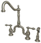 Kingston Brass Bridge Kitchen Faucet With Brass Sprayer, Brushed Nickel