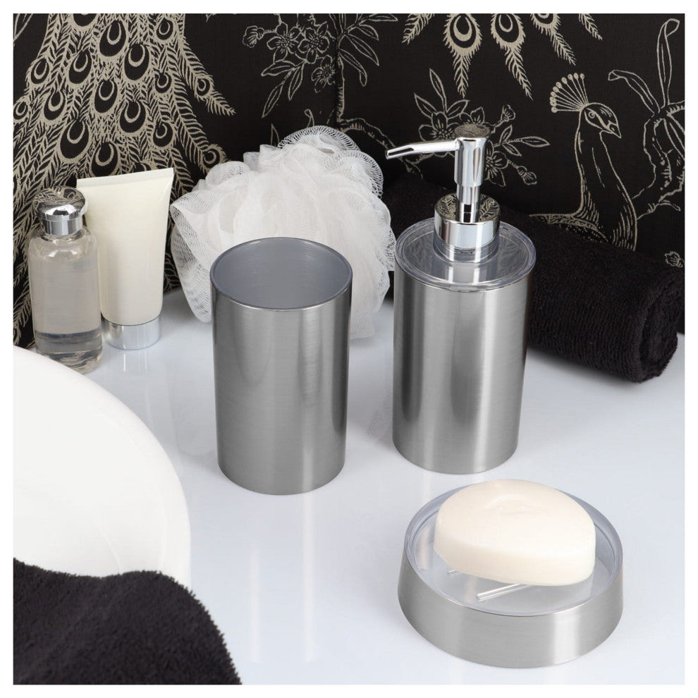 Brushed Aluminum Bath Tumbler Cup Holder or Toothbrush Holder NOUMEA
