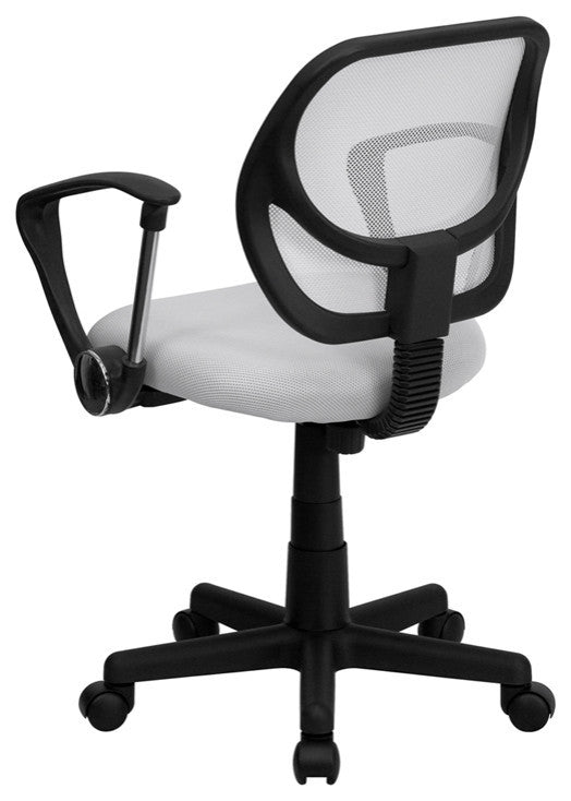 Mid-Back White Mesh Swivel Task Chair With Arms