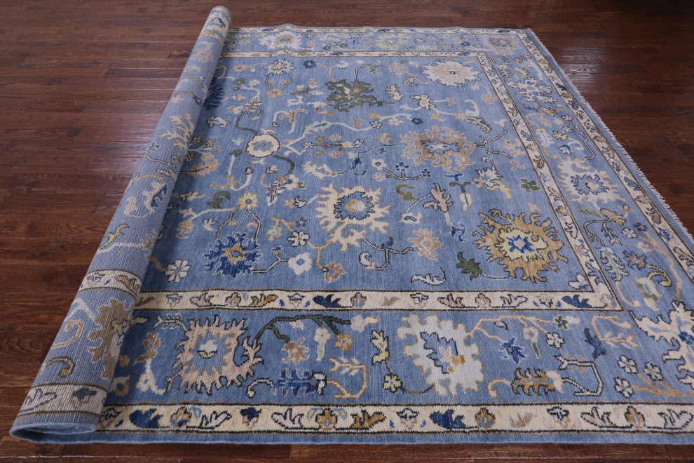 9' 1" X 12' 0" Handmade Wool Turkish Oushak Rug - Q13595