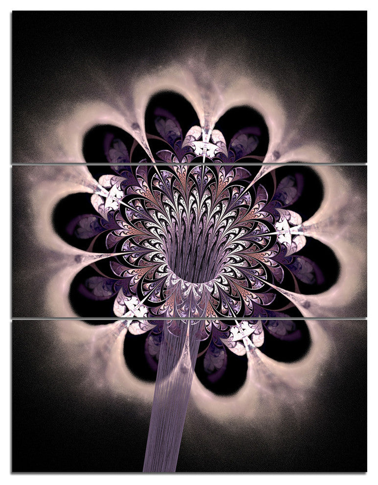 "Bright Yellow Digital Fractal Flower" Metal Wall Art, 3 Panels, 28"x36"