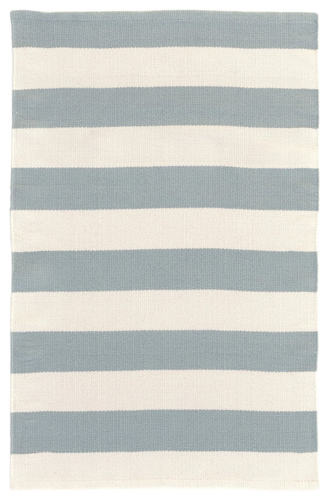 Dash & Albert Catamaran Stripe Light Blue/Ivory Indoor/Outdoor Rug, 5' x 8'