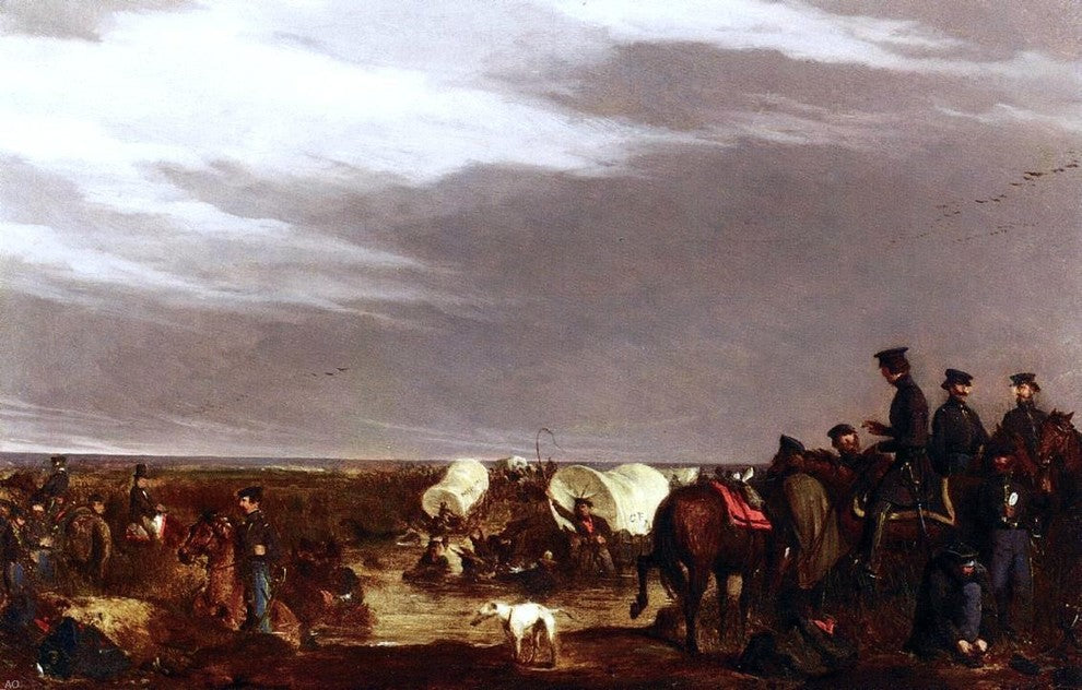 Charles Deas Dragoons Crossing River, Gallery Wrapped Canvas Print, 18"x27"