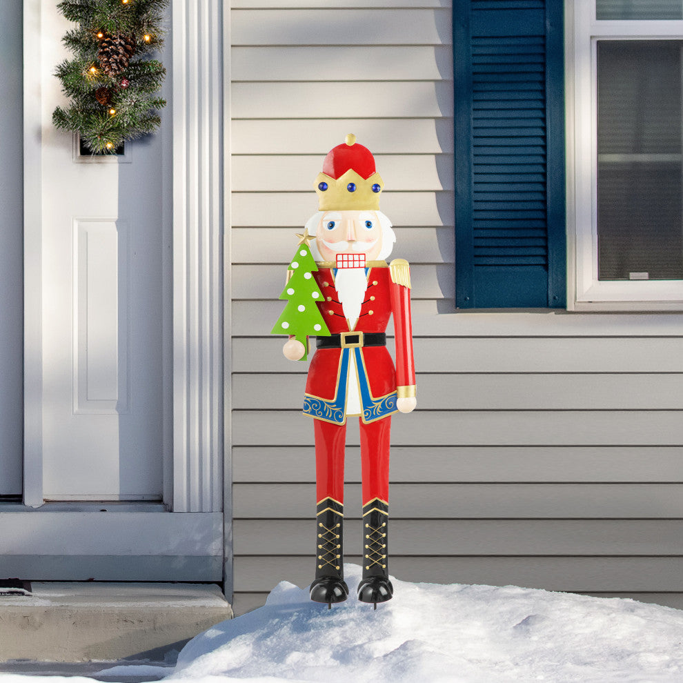 43.25"H Metal Christmas Nutcracker Yard Stake