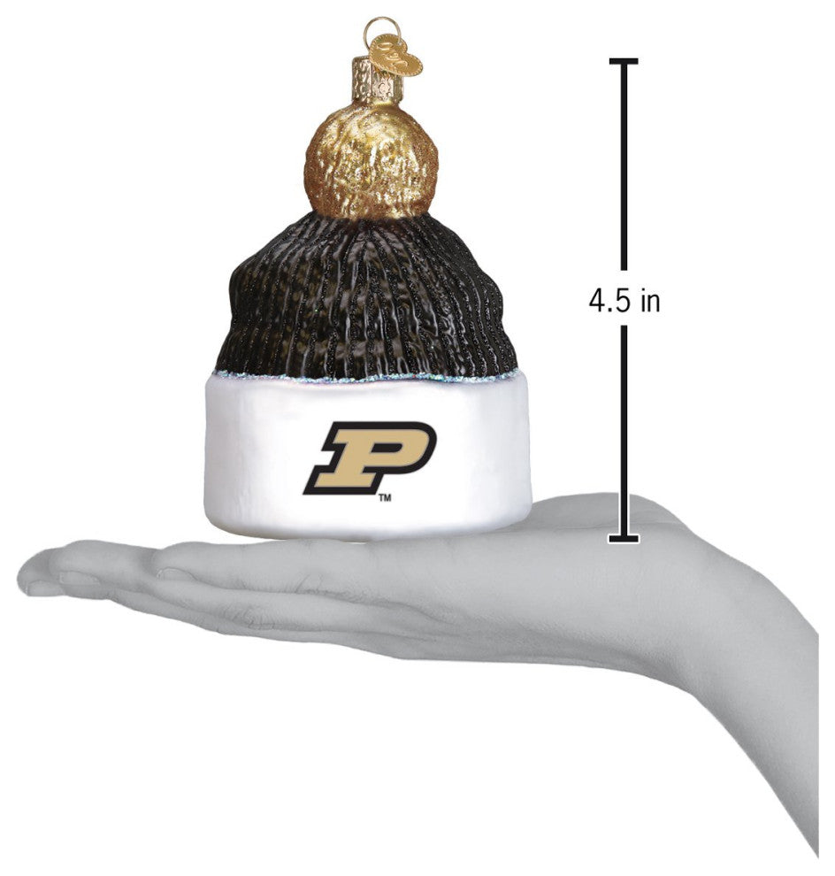Old World Christmas Hanging Glass Tree Ornament, Purdue University Beanie