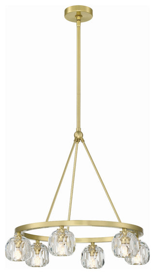 Aragon 6-Light Soft Brass Chandelier, Faceted Cut Crystal
