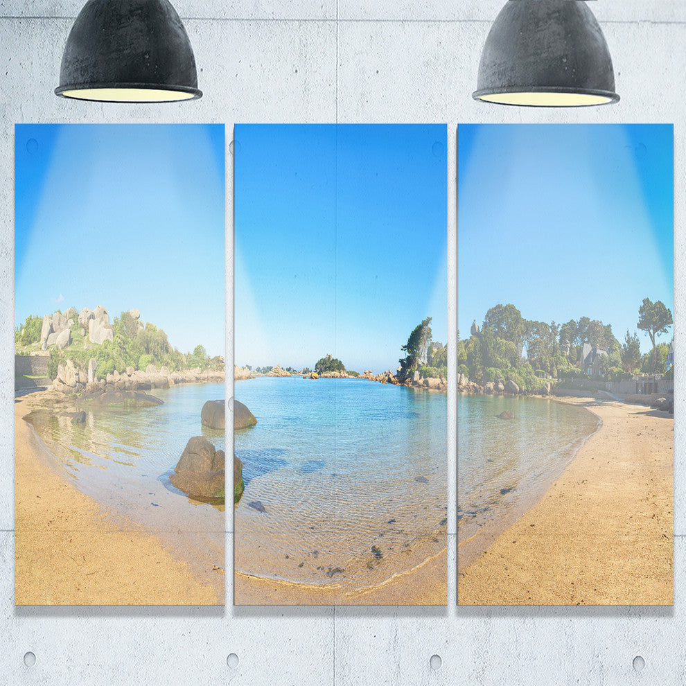"Ploumanach Rocks and Beach Morning" Metal Wall Art, 3 Panels, 36"x28"
