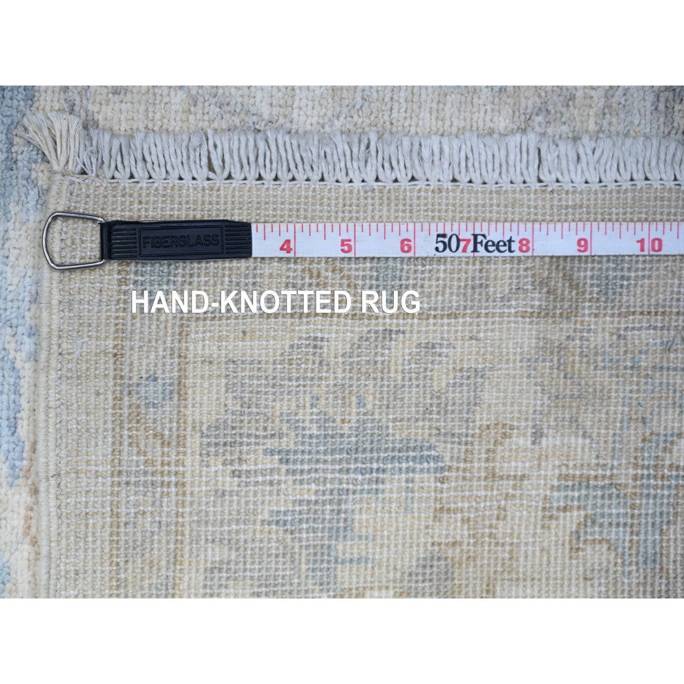 Broken White Peshawar Washed Out Faded Colors Hand Knotted Rug, 3'10"x5'9"