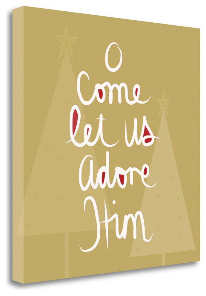 "O Come Let Us Adore Him - Gold" By Linda Woods, Giclee on Gallery Wrap Canvas