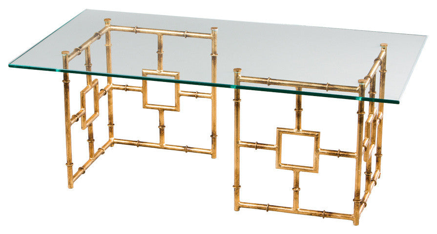 Bamboo Float Coffee Table, Antique Gold