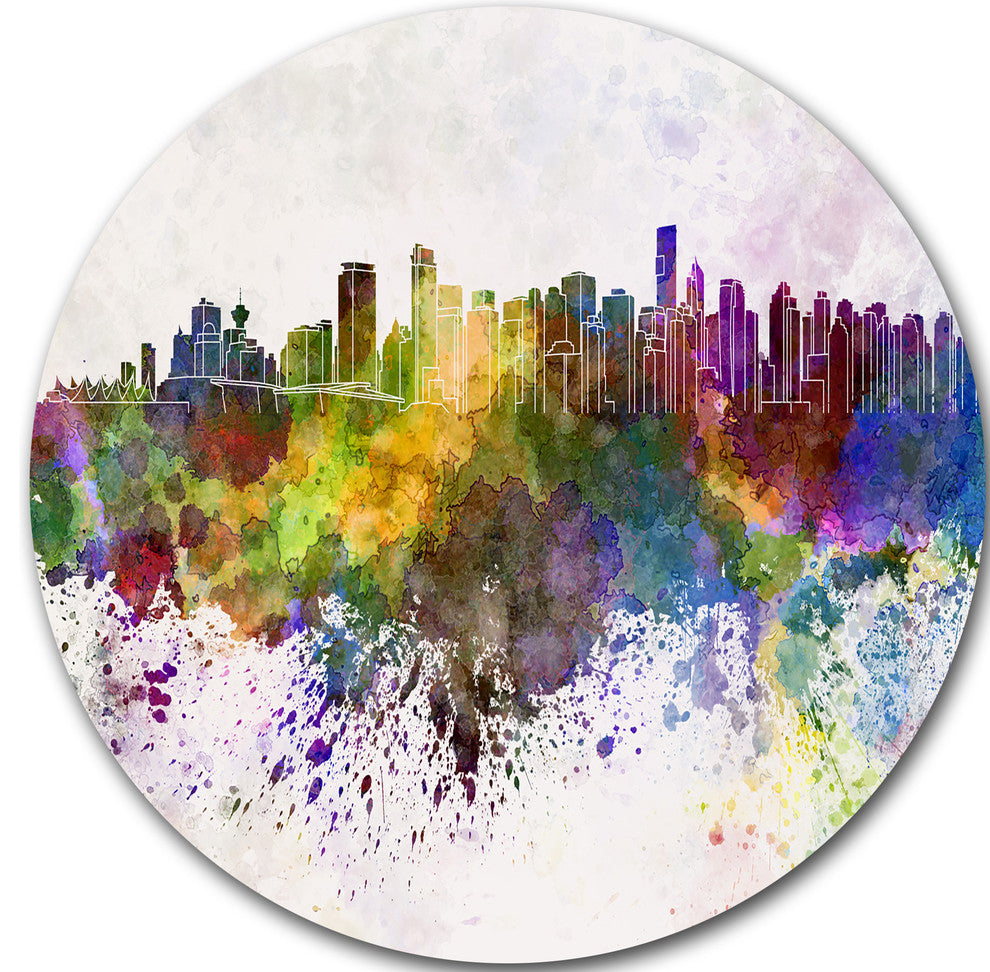 Vancouver Skyline, Cityscape Disc Metal Artwork, 11"