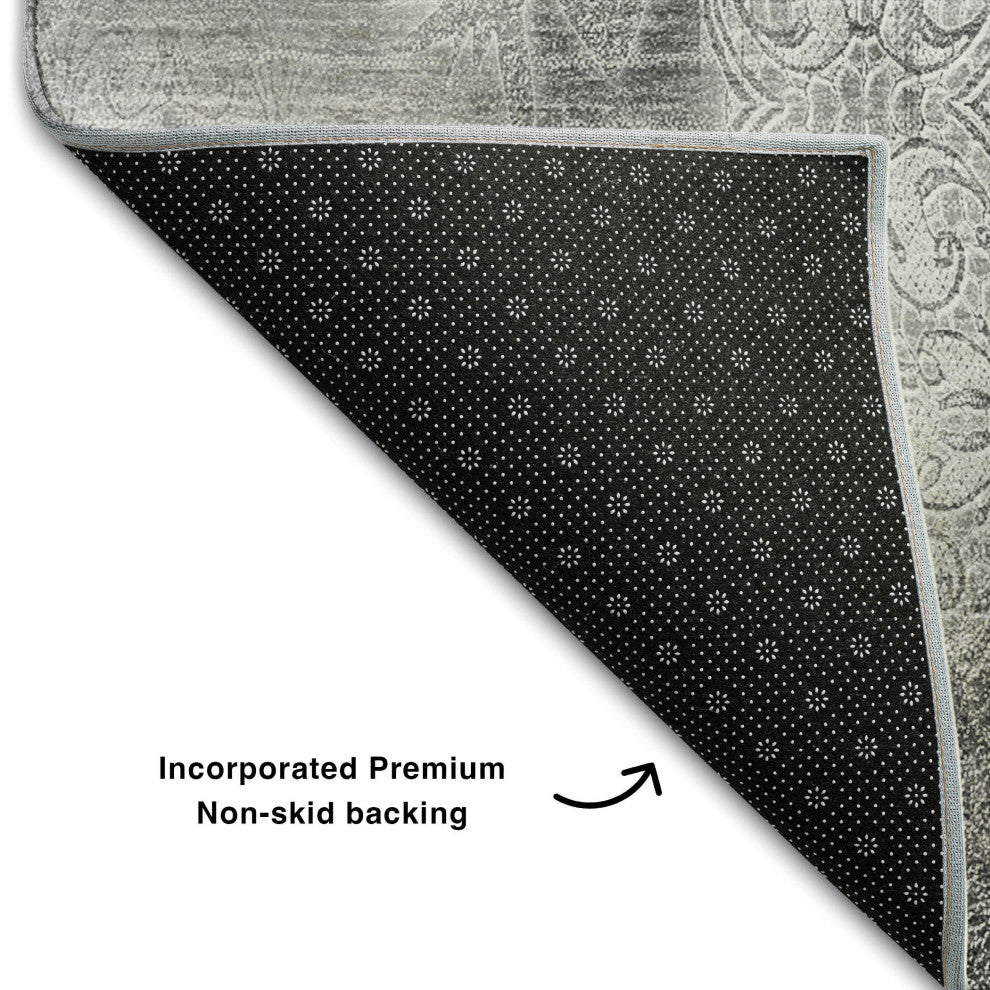 Premium Machine Washable Mayfield AMF537 Gray 2'6" x 3'10" Rug