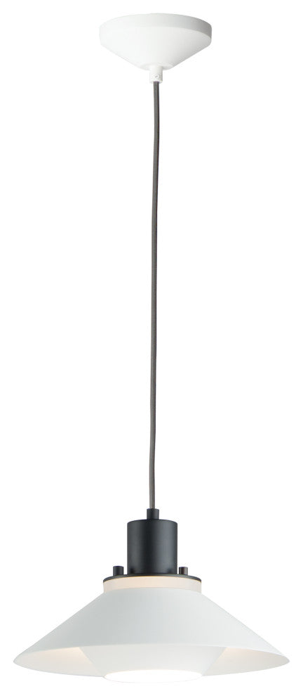 Maxim Lighting Oslo 11.75" 1-Light Small Pendant, Black/White, 11410BKWT