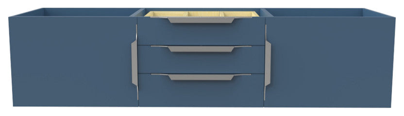 CastelloUSA Alpine 60" Wall Mounted Vanity, Base Only, Blue, Chrome Handles