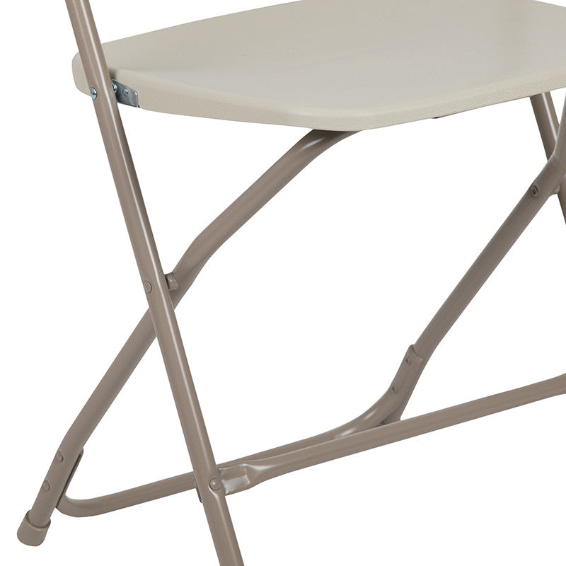 Hercules Series Plastic Folding Chair - 2 Pack 650LB Weight Capacity, Beige