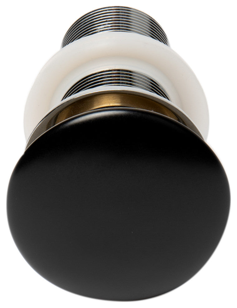 Black Matte Ceramic Mushroom Top Pop Up Drain For Sinks Without Overflow