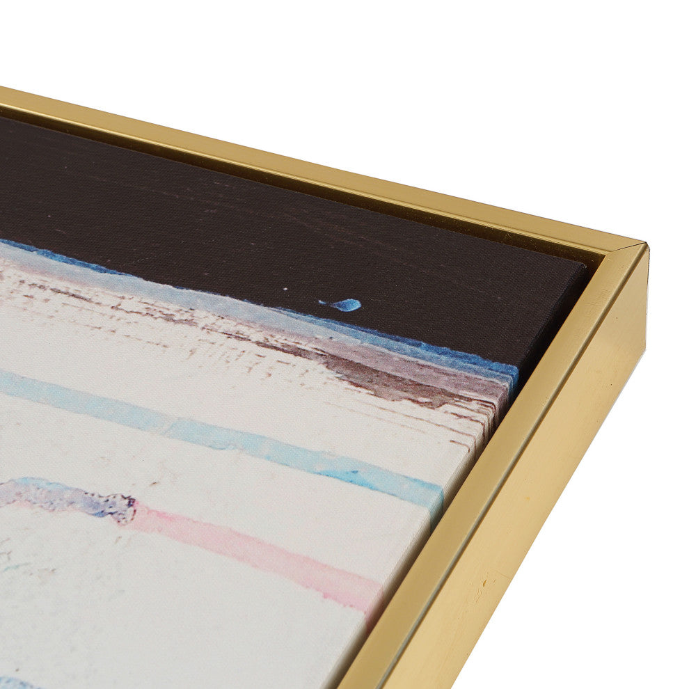 Rainy Forest Abstract Wall Art 36x47 With Gold Frame, Multi Color