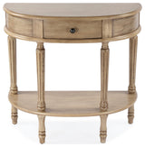 Mozart Hand-Painted Demilune Console Table, Tuscan Cream, Antique Beige