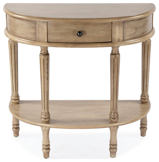 Mozart Hand-Painted Demilune Console Table, Tuscan Cream, Antique Beige