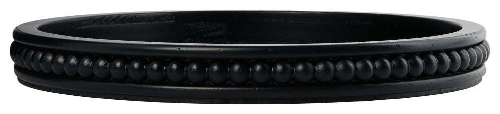 Farmhouse Decorative Round Wood Tray with Hobnail Edge, Black