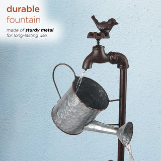 Metal Watering Can Wheelbarrow Fountain