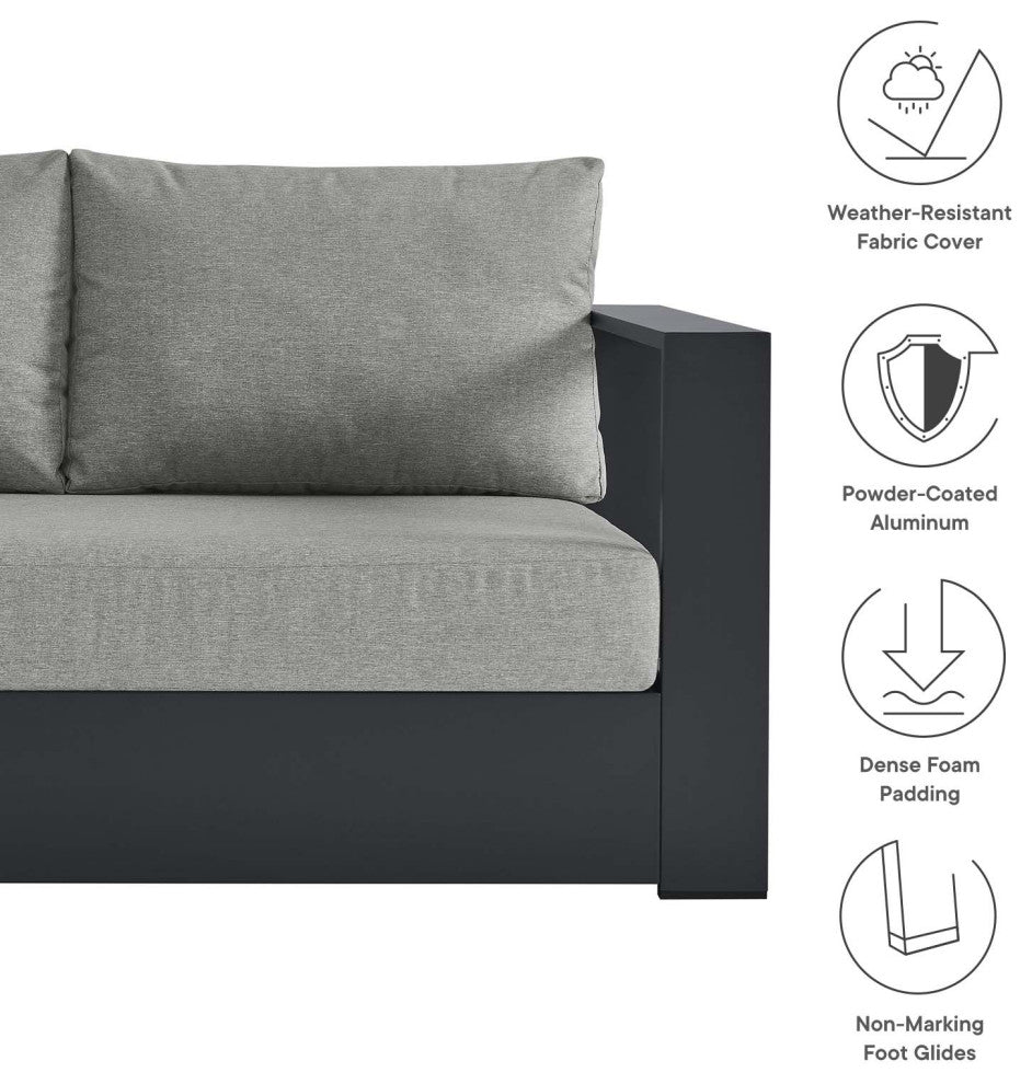 Tahoe Outdoor Patio Powder-Coated Aluminum Modular Right-Facing Loveseat - Gray