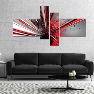 Fractal 3D Deep into Middle, Abstract Canvas Art Print, 60"x32", 4 panels