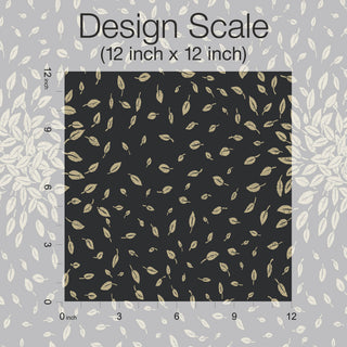 Black & Gold Petite Leaves Wallpaper