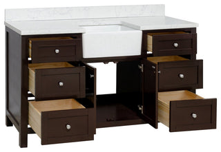 Yorkshire 60" Bathroom Vanity, Chocolate, Engineered Marble, Single