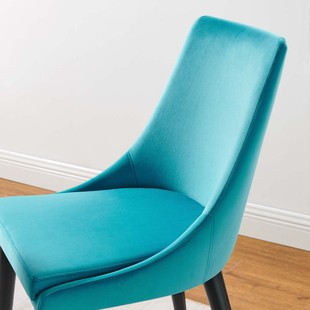 Side Dining Chair, Blue, Velvet, Modern, Kitchen Bistro Restaurant Hospitality
