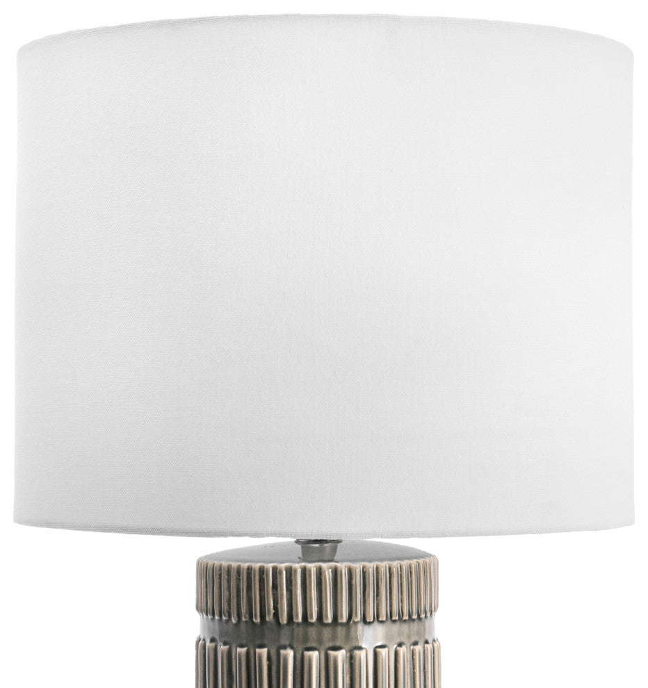 Nuloom 25" Tangela Ridged Ceramic Linen Shade Gray, On-Off Switch Table Lamp