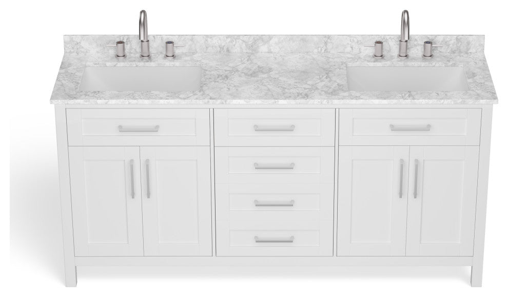 The Oswald Bathroom Vanity, Double Sink, 72', White, Freestanding