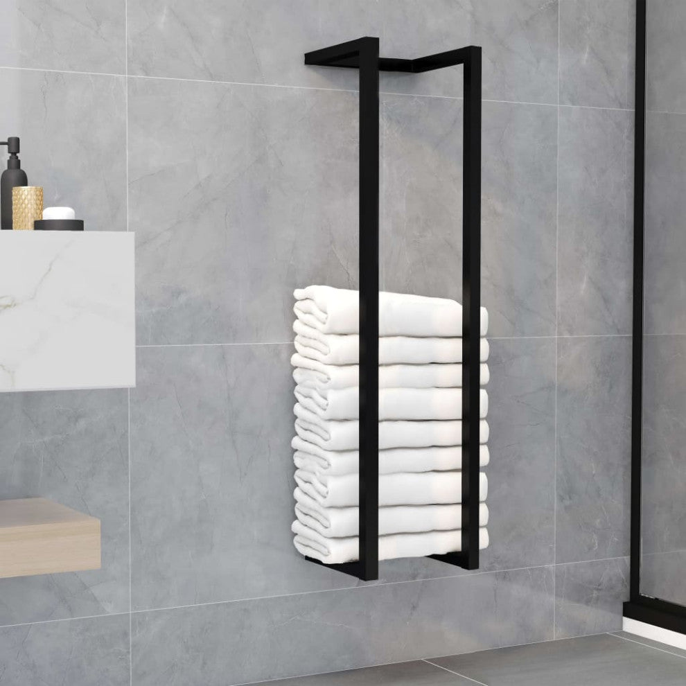 vidaXL Towel Rack Wall Mounted Bath Towel Storage for Bathroom Black Iron