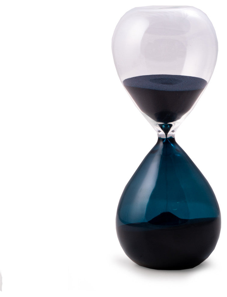 60 Minute Blue and Clear Glass Sand Timer Wih Blue Sand