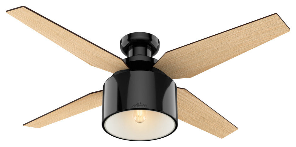 Hunter Fan Company 52" Cranbrook Low Gloss Black Ceiling Fan w/ Light/Remote