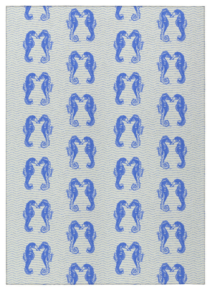 Indoor/Outdoor Seabreeze SZ15 Navy Machine Washable 8' x 10' Rug