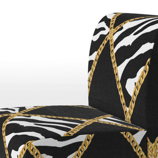 Gold Chain Zebra Geometric Chair, Slipper Chair