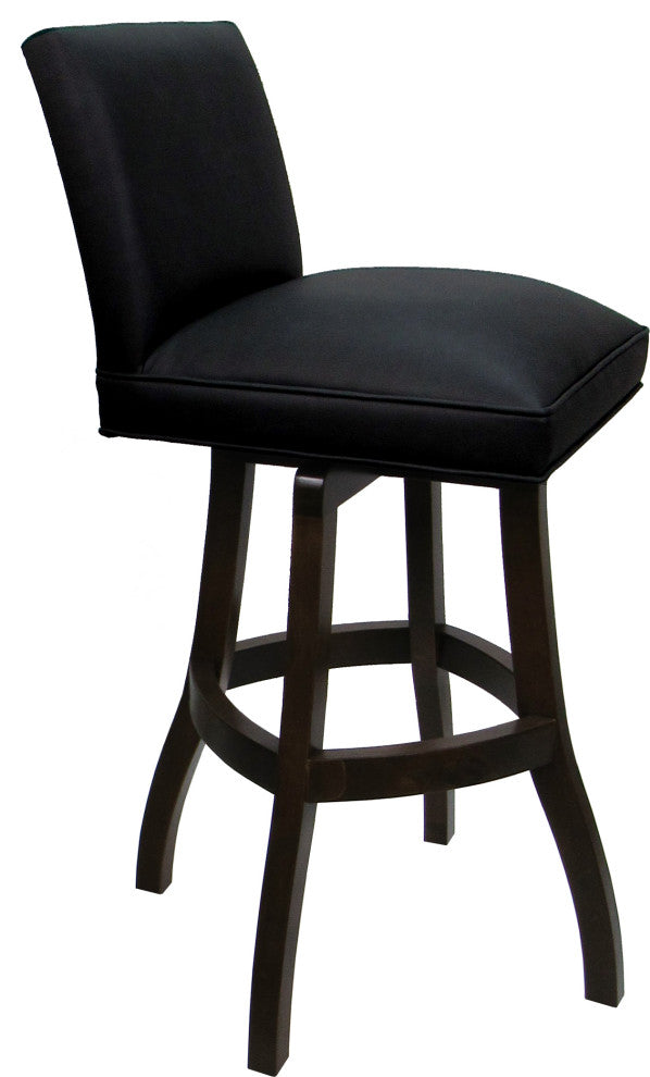 Swivel Wood Counter, Bar or Extra Tall Stool - Sommerville on S-Base, Black Vinyl - Dark Walnut, 26"