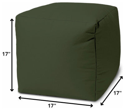 17  Cool Dark Khaki Green Solid Color Indoor Outdoor Pouf Ottoman