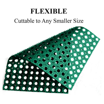 A1HC Rubber Grill Indoor/Outdoor Large Double Door Doormat, 19.6"x39.3", Green